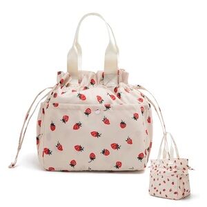 Strawberry Print Cream Tote Bag